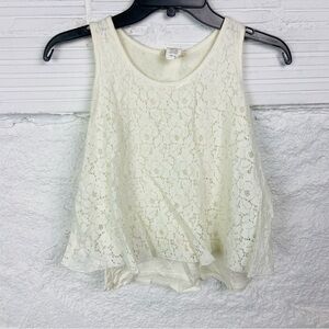 btween Ivory Floral Lace Tank Top girls size 10
